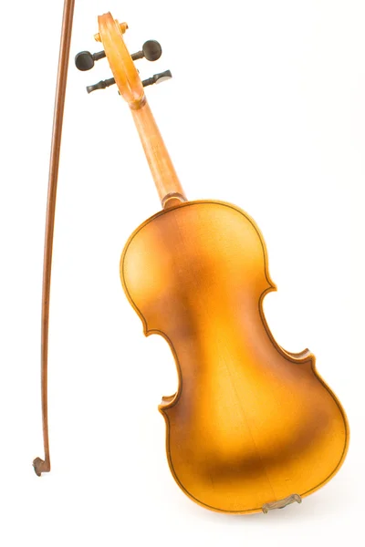 Backside body of old violin with bow — Stock Photo, Image