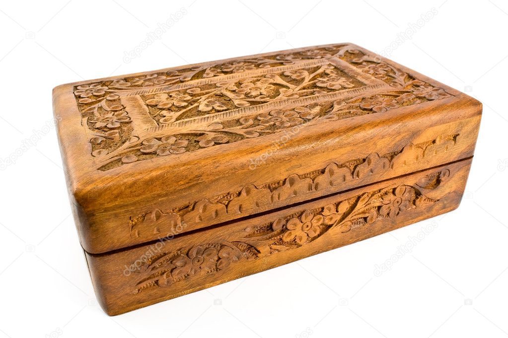 Wooden carved casket from India
