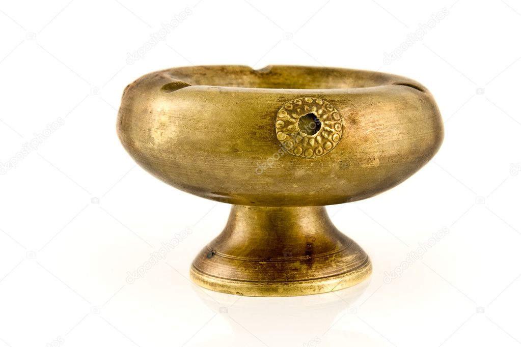 Old antique brass ashtray