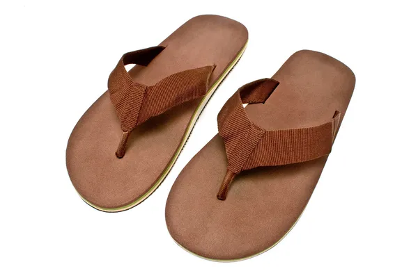 Par bruna mäns flip flop sandaler — Stockfoto