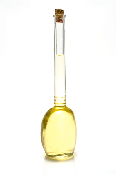 Skleněná láhev slunečnicového oleje — Stock fotografie