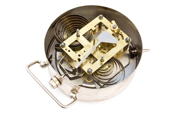 Inside mechanism of old alarm clock — Stok fotoğraf