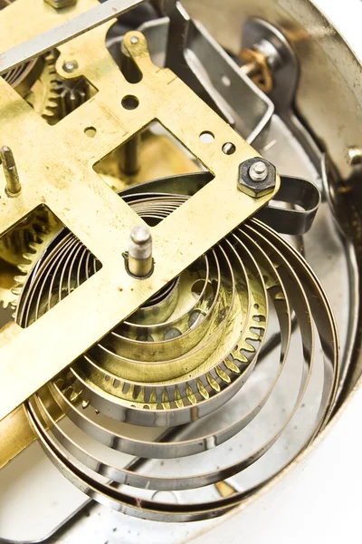 Inside mechanism of old alarm clock — Stock Photo, Image