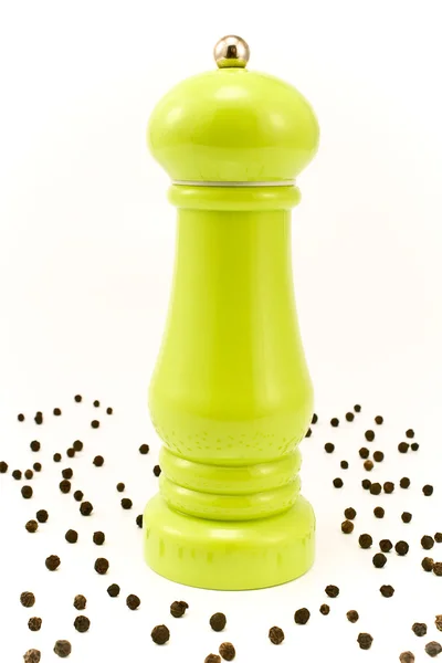 Green pepper mill — Stock Photo, Image
