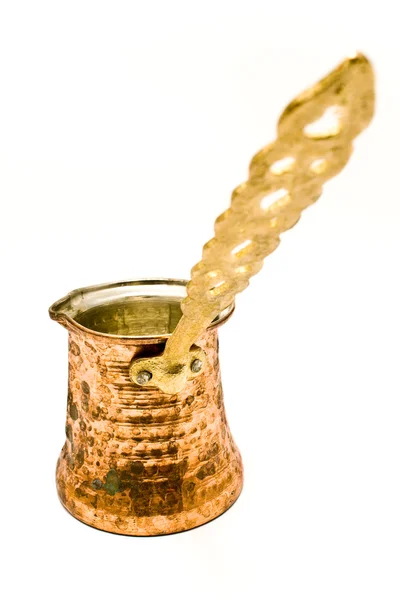 老黄铜咖啡罐 — 图库照片