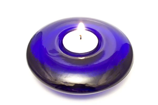 Blue glass candle holder — Stock Photo, Image