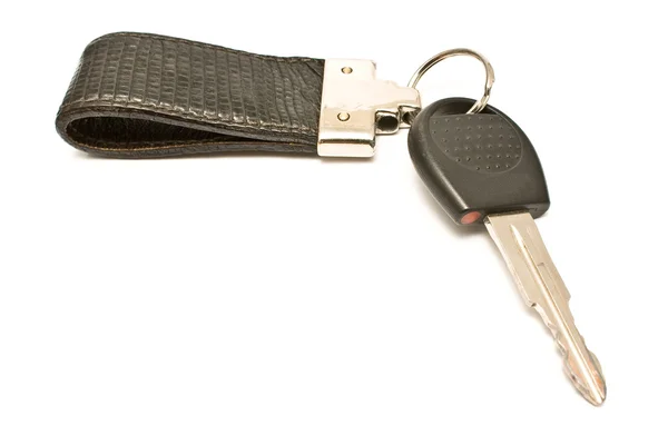 Car key with leather pendant — Stock Photo, Image