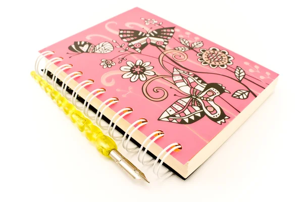 Notebook és a régi toll — Stock Fotó