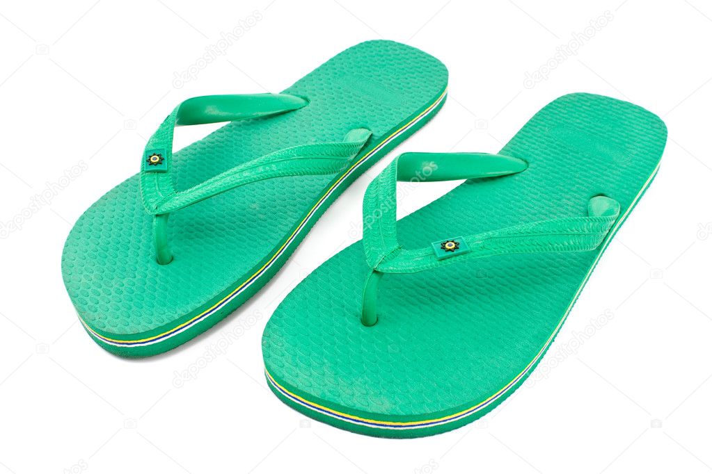 Pair of green rubber flip flop sandals — Stock Photo © gavran333 #6655852