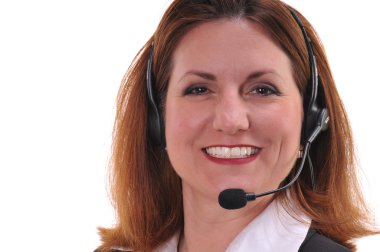 Pretty woman wearing headset clipart