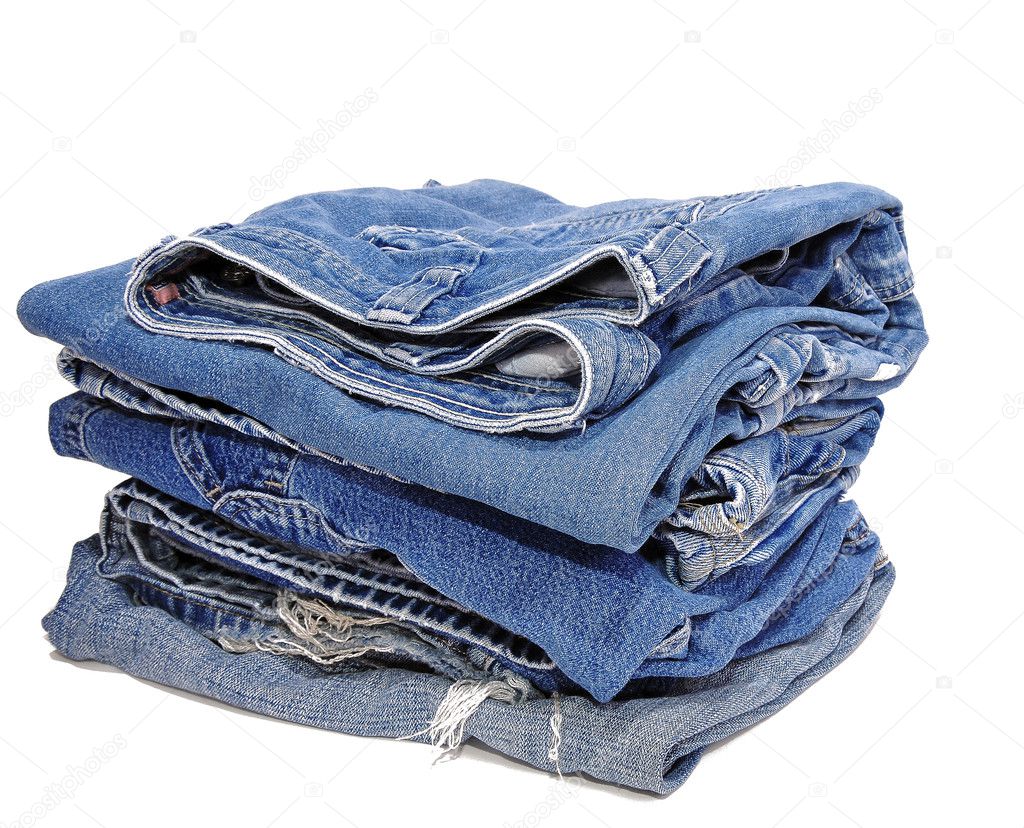 Blue Jeans folded in a neat stack