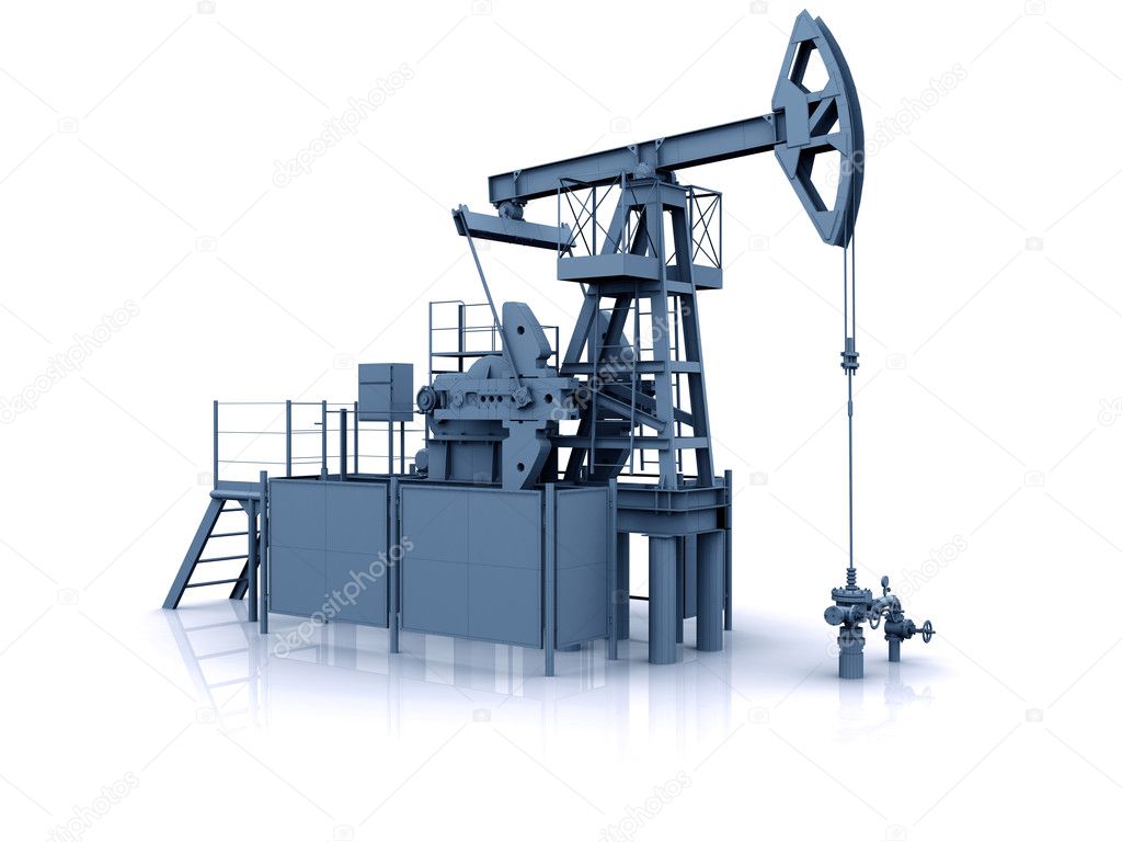 Engineering 3D model of oil production equipment (oil pumpjack