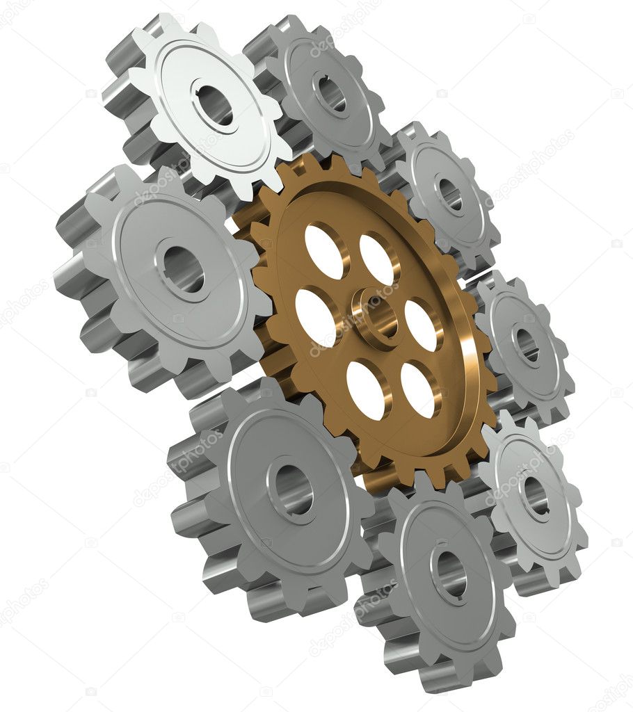 Group gears. Symbol leader in team work — Stock Photo © cherezoff #6451656