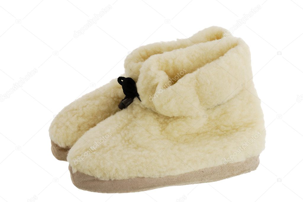 Pair of warm fur cozy boots