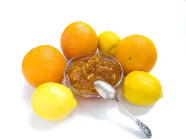 Citrus jam met sinaasappel en citroen — Stockfoto