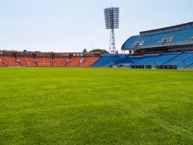 Empty green football field clipart