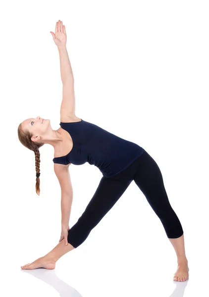 Yoga utthita trikonasana pose triângulo — Fotografia de Stock