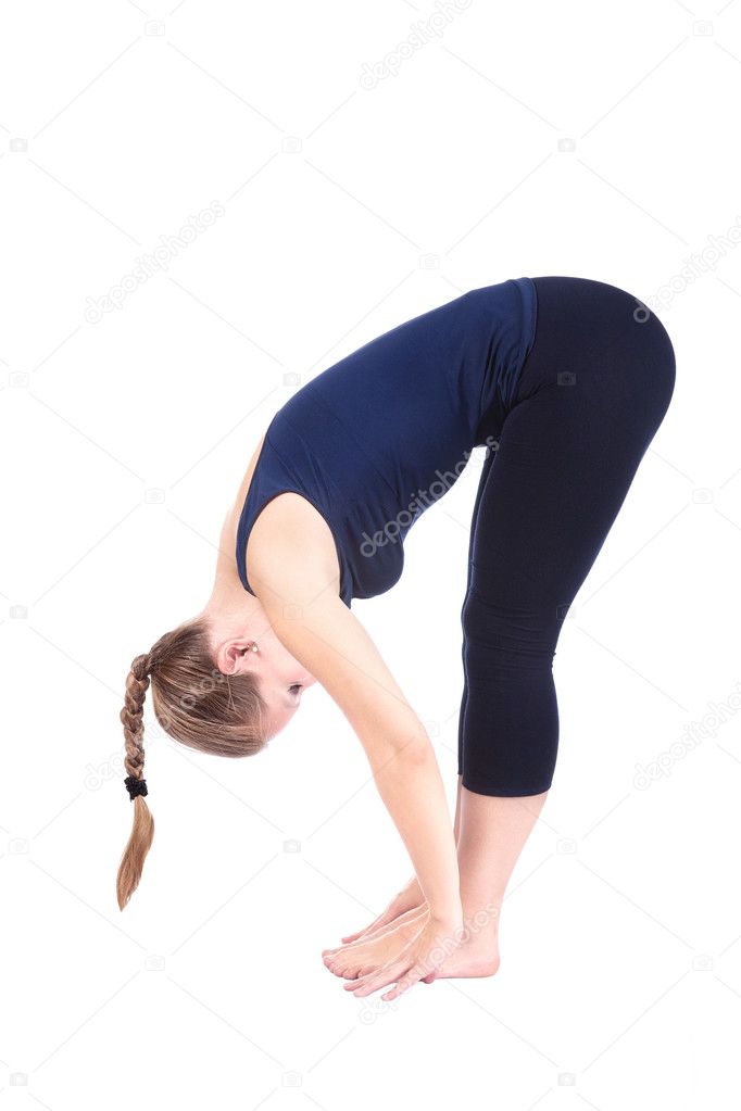 Second step of Yoga surya namaskar janubhalasana