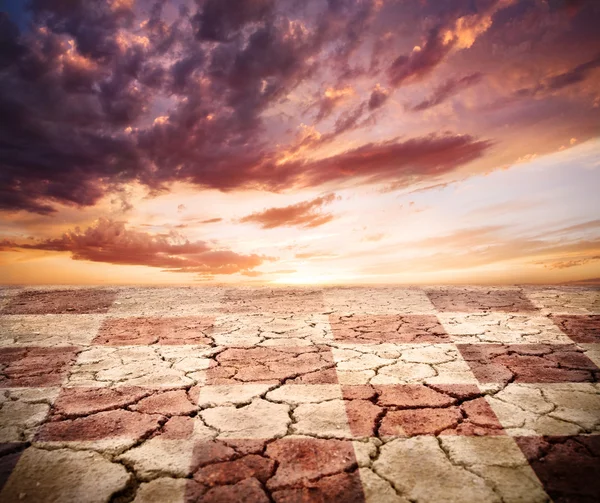 Drought earth with chess desk texture — Stock Photo, Image
