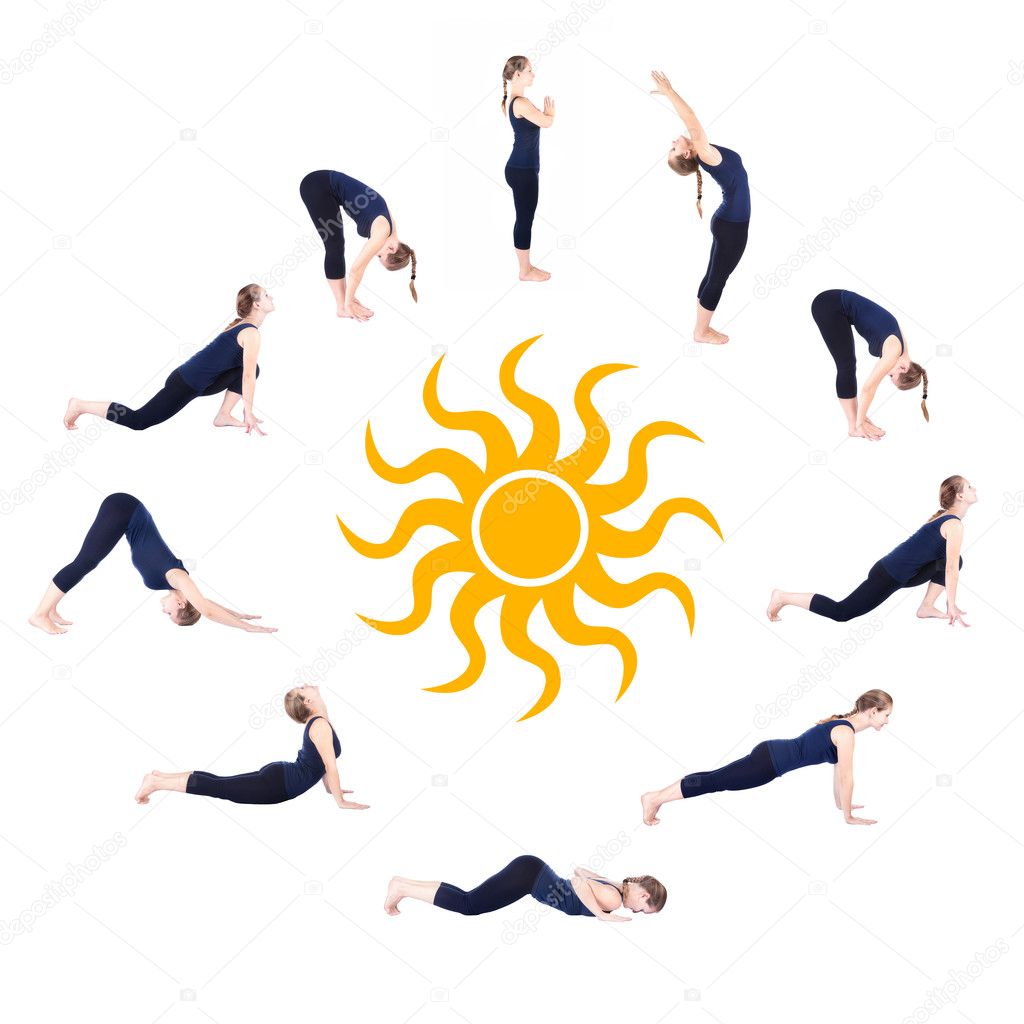 Steps of Yoga surya namaskar sun salutation