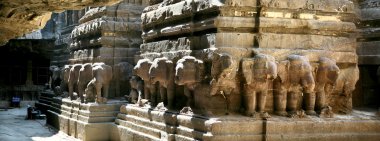Panorama of Ellora caves in India clipart