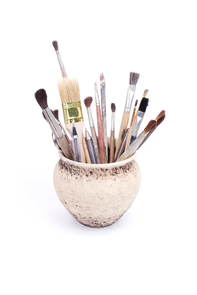 Pot with brushes — Stock Photo, Image
