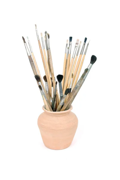 Pot with brushes — Stock Photo, Image