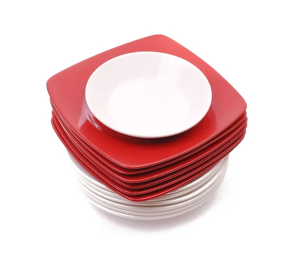 Plates. Red and white — Stock Photo, Image