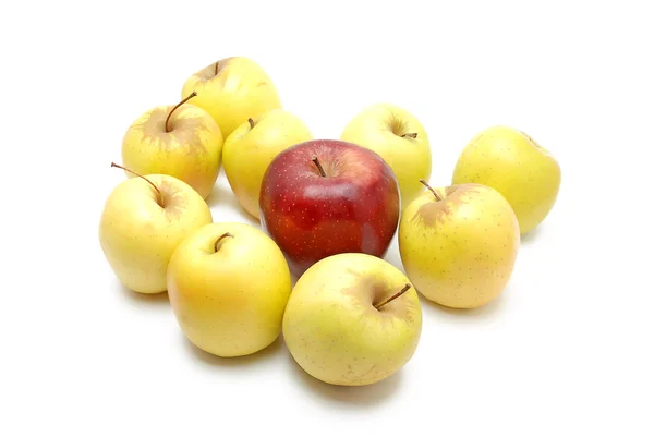 Žlutá a červená jablka — Stock fotografie