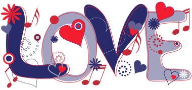 Love Text in Red White and Blue clipart
