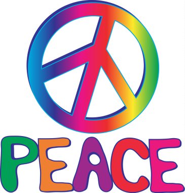 Peace text and Peace sign clipart