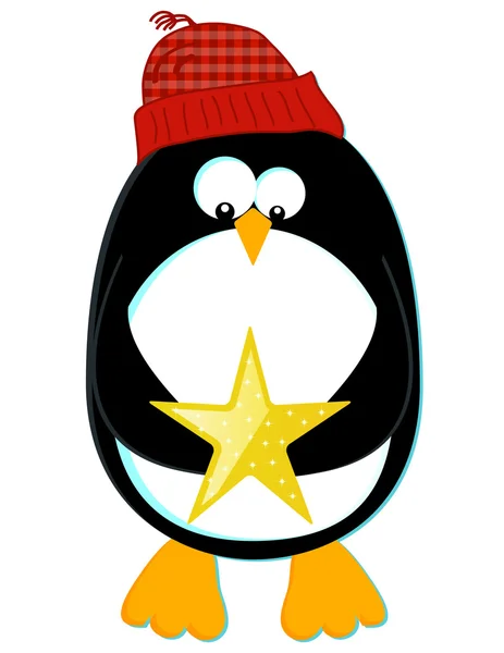Pinguino con Stella — Vettoriale Stock