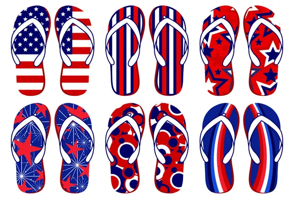 Amerikaanse vlag slippers — Stockvector