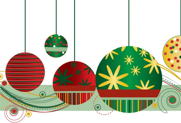 Christmas Ornaments in Red and Green — Stock Vector