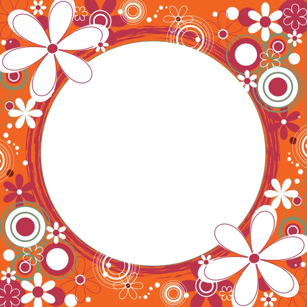Floral Square Frame in Orange — Stock Vector