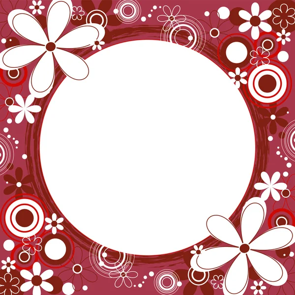Floral Square Frame in Red — Stock Vector