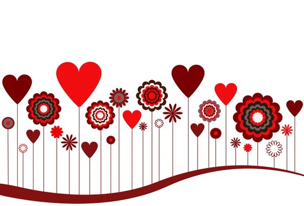 Květiny a srdce abstraktní — Stockový vektor