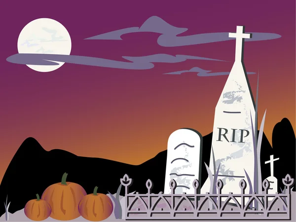 Halloween Graveyard — Stock Vector
