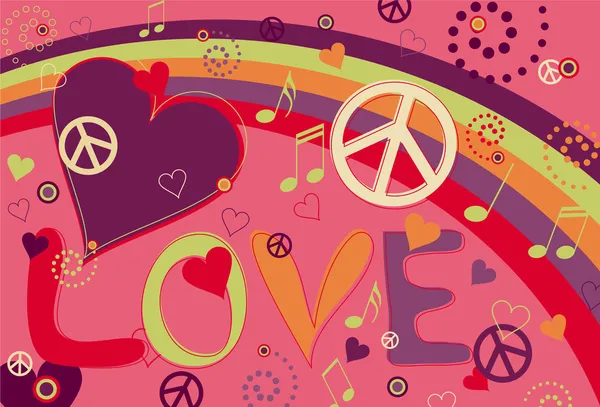 愛と平和とピンクの心 — ストックベクタ