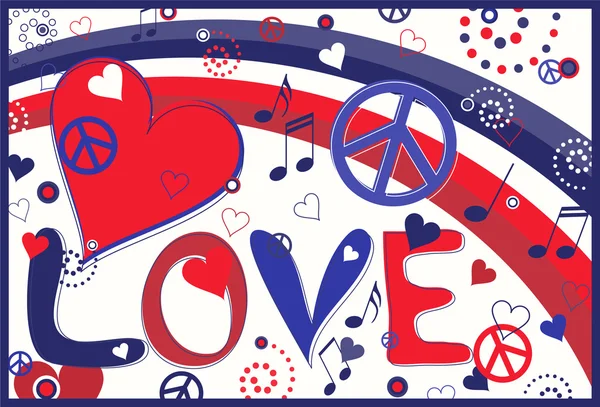 Love Text in Red White and Blue — Stock Vector