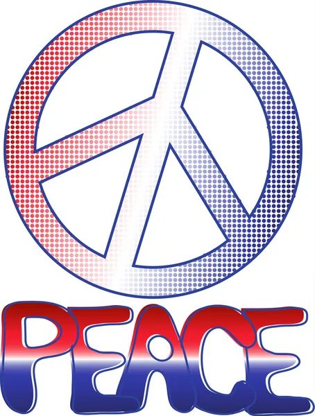 Vrede tekst en vredesteken — Stockvector
