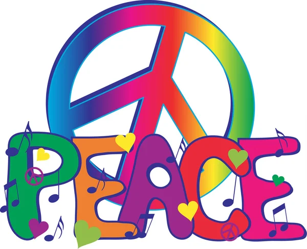 Barış işareti ve barış metin — Stok Vektör