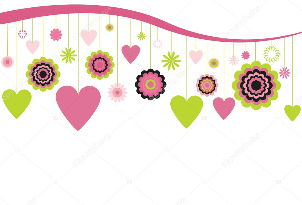 Hanging Flowers and Hearts