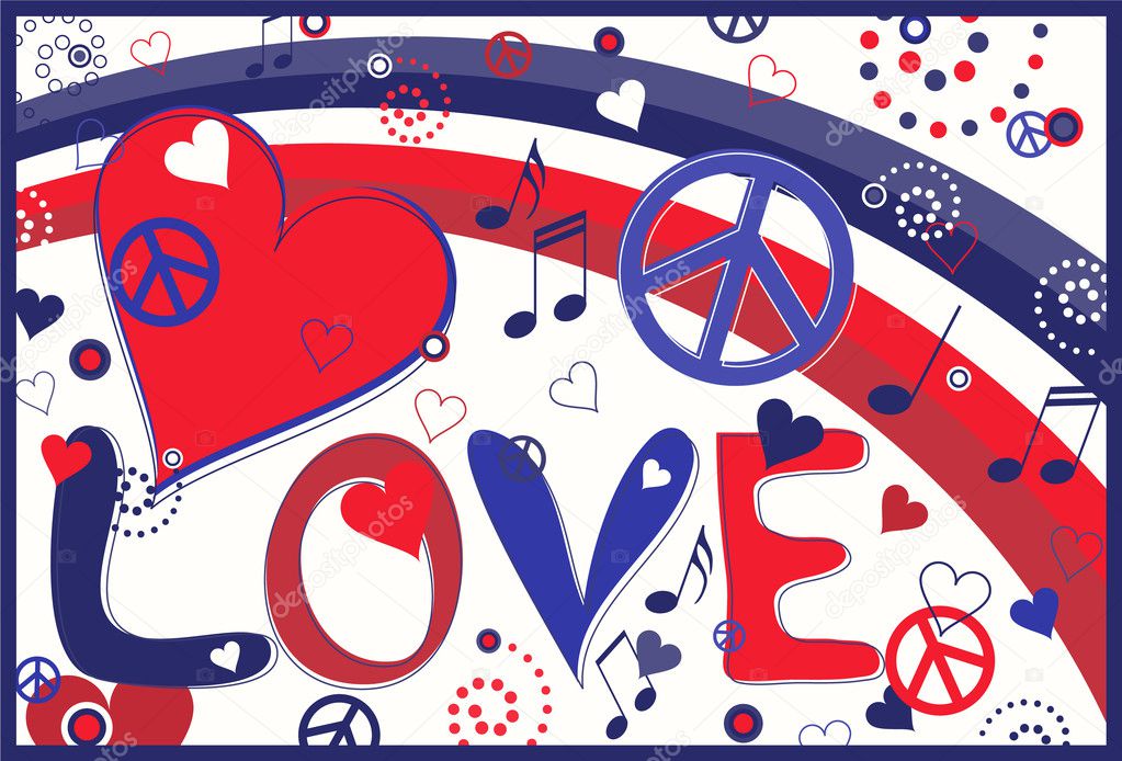 Love Text in Red White and Blue