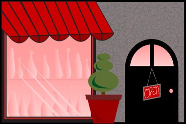 Store Front with Red Awning clipart