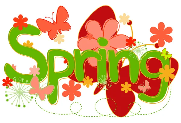 Spring Text in Bright colors — Stock Vector