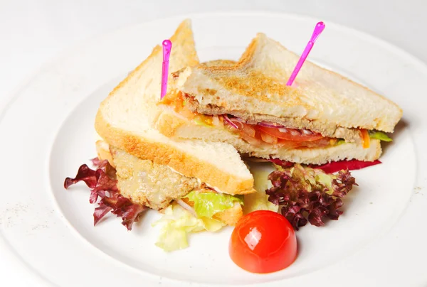 Sanduíche em um prato — Fotografia de Stock