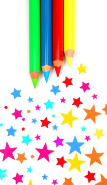renkli yıldız ve kalemler