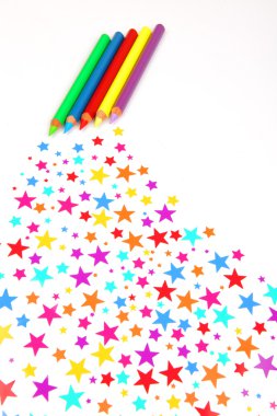 renkli yıldız ve kalemler