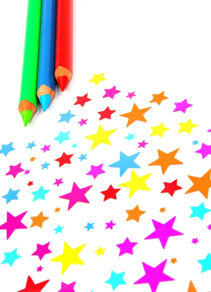 Colourful stars and pencils — Stock Photo, Image